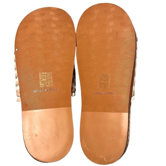 Leather Woven Blush and White Sigerson Morrison Aoven Slip on Slide Sandals - Picture 5 of 13